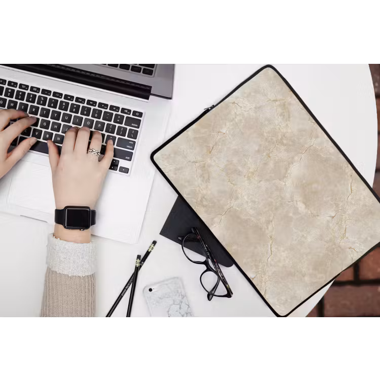 Laptophoes - Lichtbeige - Marmer - Aders — 3