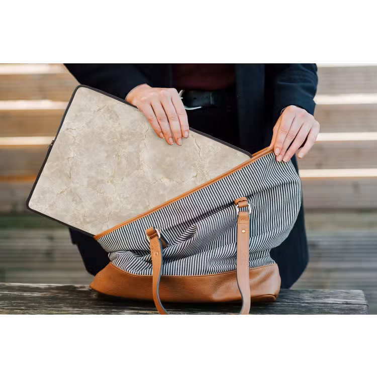 Laptophoes - Lichtbeige - Marmer - Aders — 4