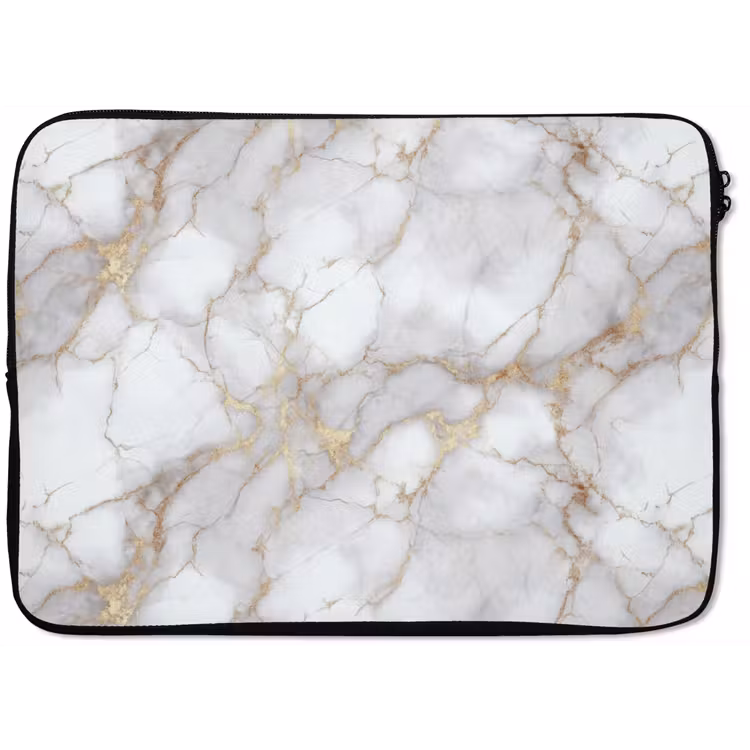 Laptophoes - Wit - Goud - Marmer - Grijs — 1