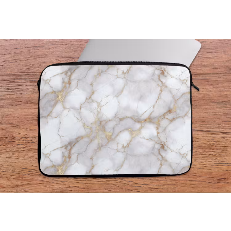 Laptophoes - Wit - Goud - Marmer - Grijs — 2