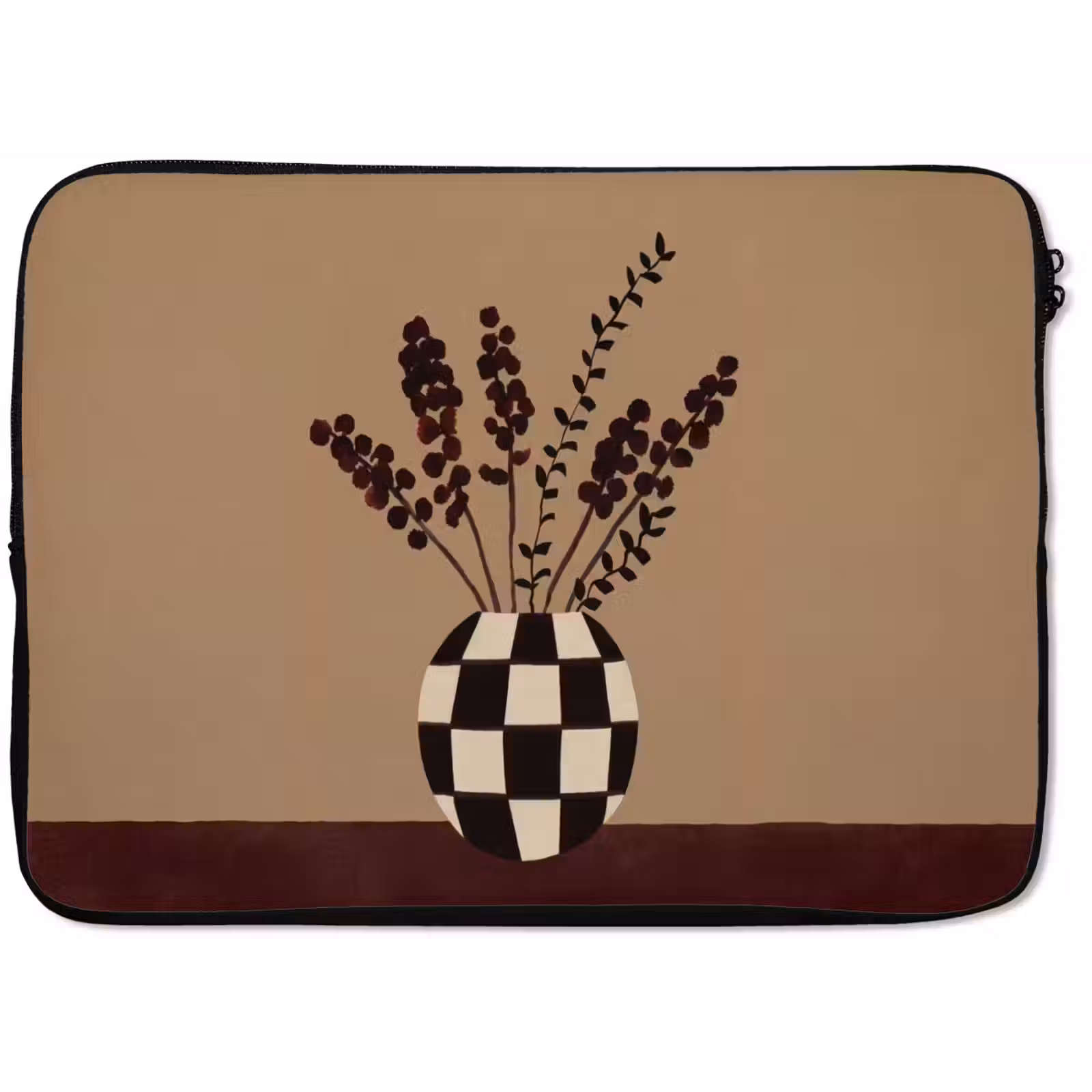 Laptophoes - Minimalistisch - Vaas - Bloemen - Bruin — 1