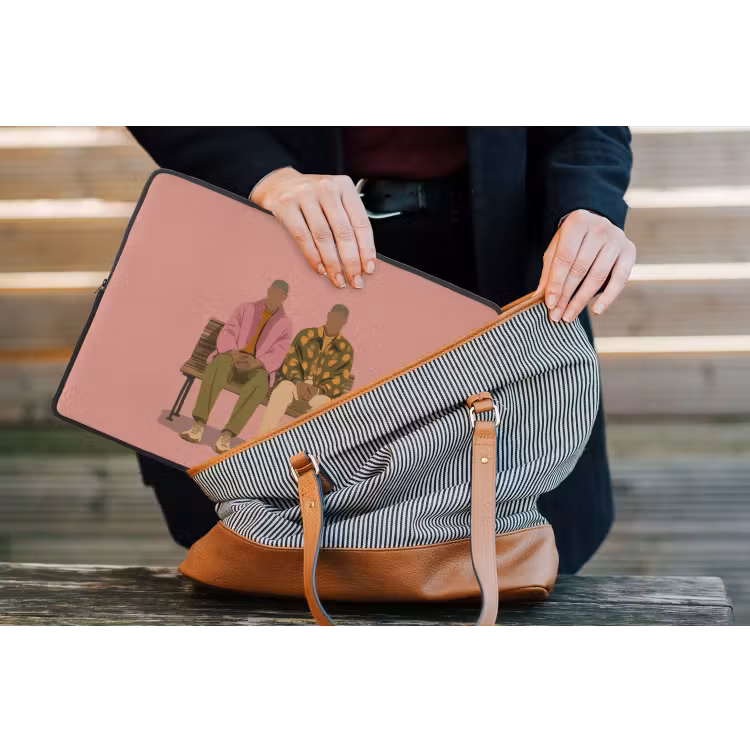 Laptophoes - Illustratie - Bankje - Personen - Minimalistisch — 4