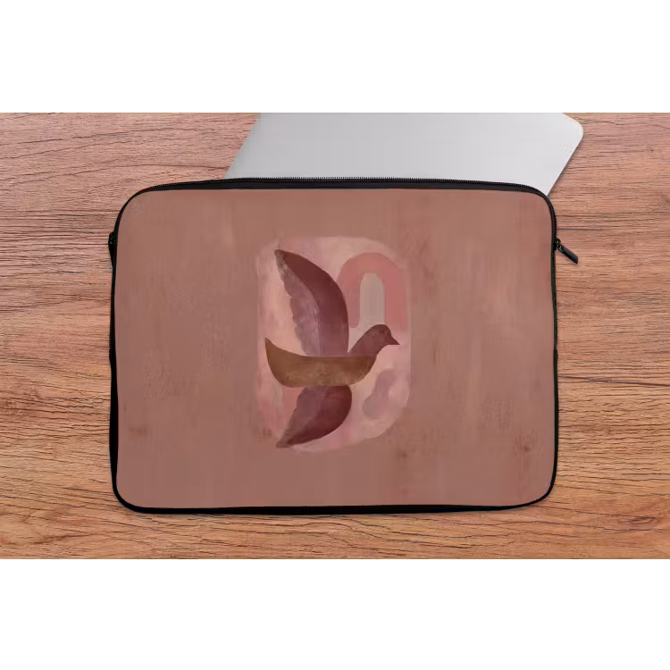 Laptophoes - Illustratie - Vogels - Abstract - Roze — 2