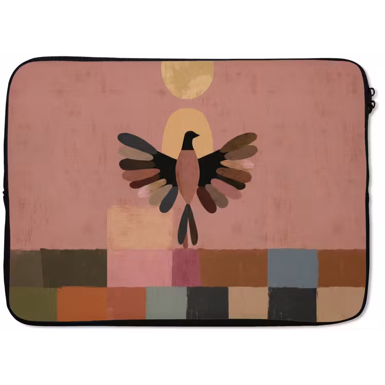 Laptophoes - Illustratie - Vogel - Vlakken - Kleurrijk — 1