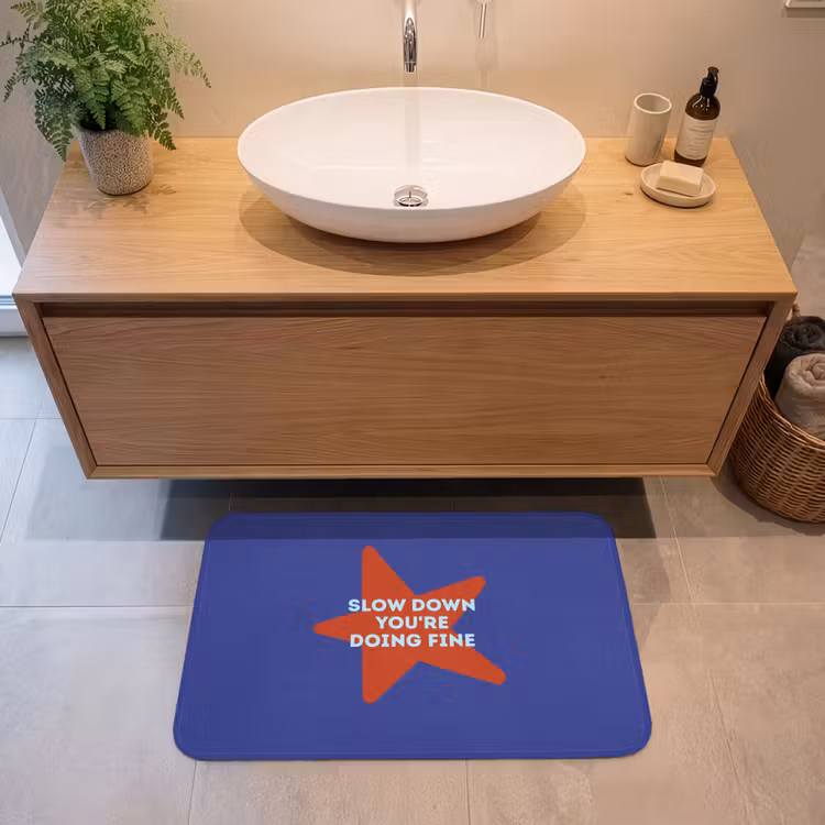 Badmat - Slow down you're doing fine - Ster - Blauw — 2
