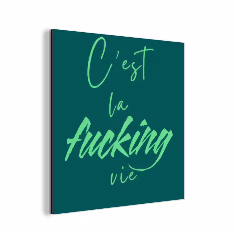 Aluminium schilderij - c'est la fucking vie - Groen - Handgeschreven — 1