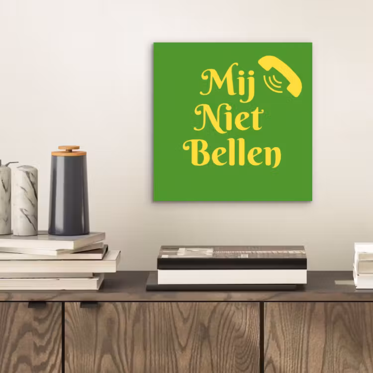 Aluminium schilderij - Mij niet bellen - Telefoon - Groen — 2