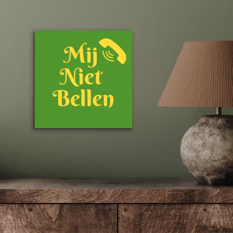 Aluminium schilderij - Mij niet bellen - Telefoon - Groen — 3