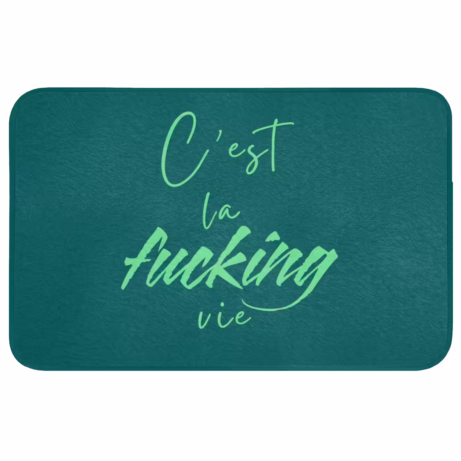 Badmat - c'est la fucking vie - Groen - Handgeschreven — 1