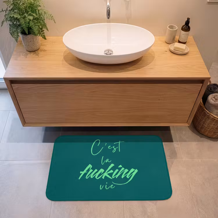 Badmat - c'est la fucking vie - Groen - Handgeschreven — 2