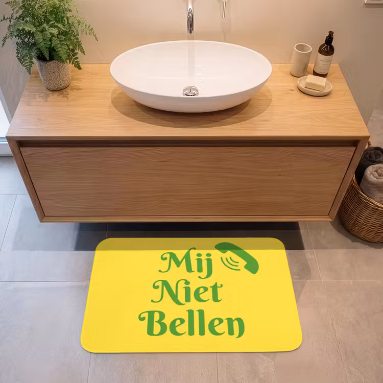 Badmat - Mij niet bellen - Telefoon - Geel — 2
