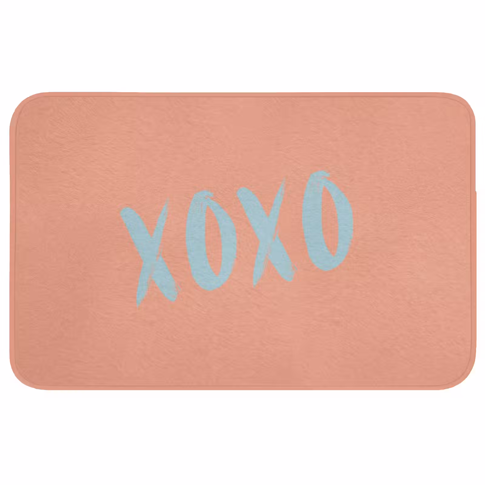 Badmat - XOXO - Blauw - Perzikkleur — 1