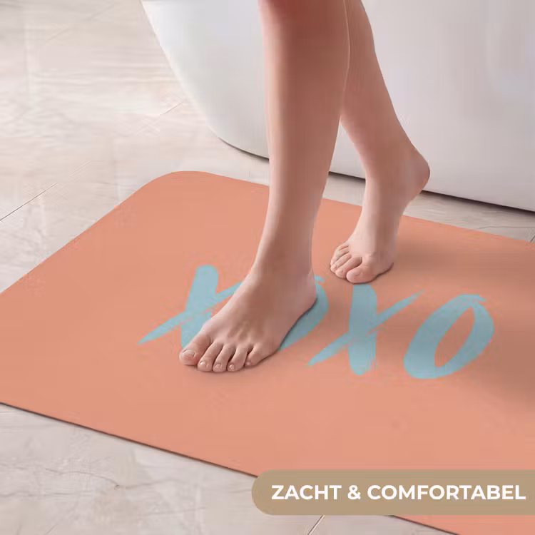 Badmat - XOXO - Blauw - Perzikkleur — 5