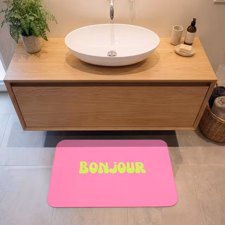 Badmat - Roze - Groene - Bonjour - Organisch — 2