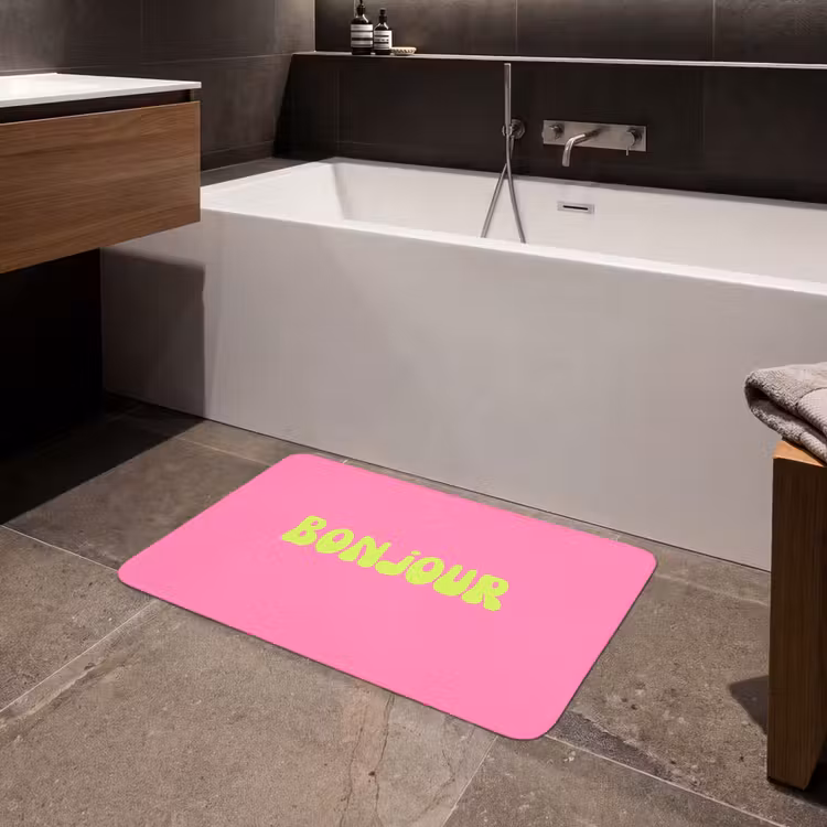 Badmat - Roze - Groene - Bonjour - Organisch — 4