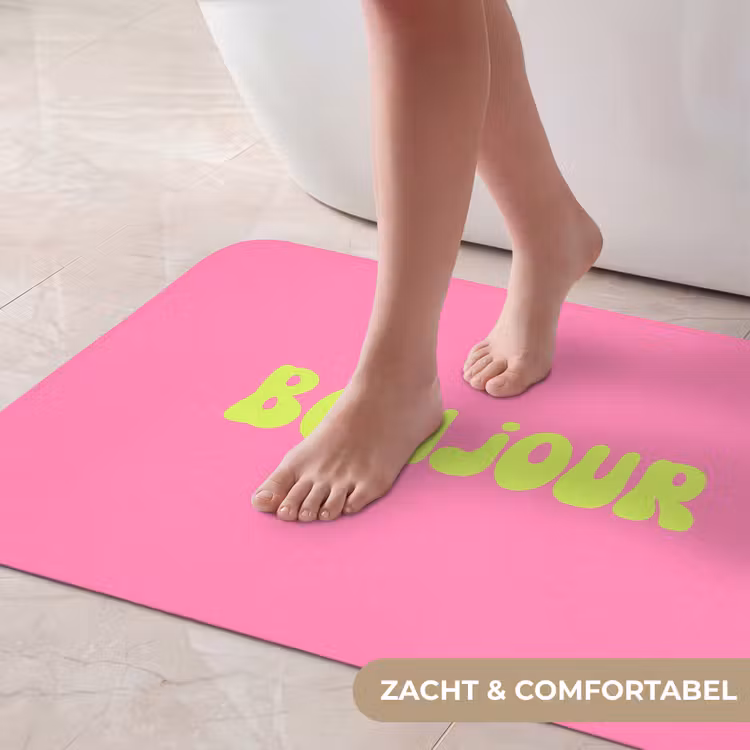 Badmat - Roze - Groene - Bonjour - Organisch — 5