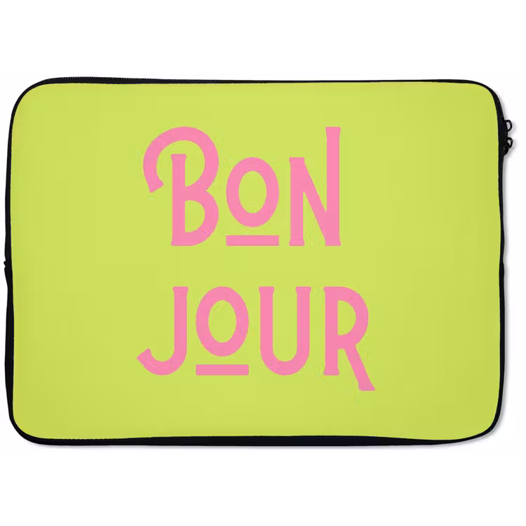 Laptophoes - Groen - Roze bonjour - art-deco — 1