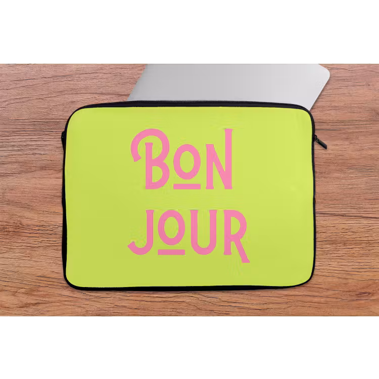 Laptophoes - Groen - Roze bonjour - art-deco — 2