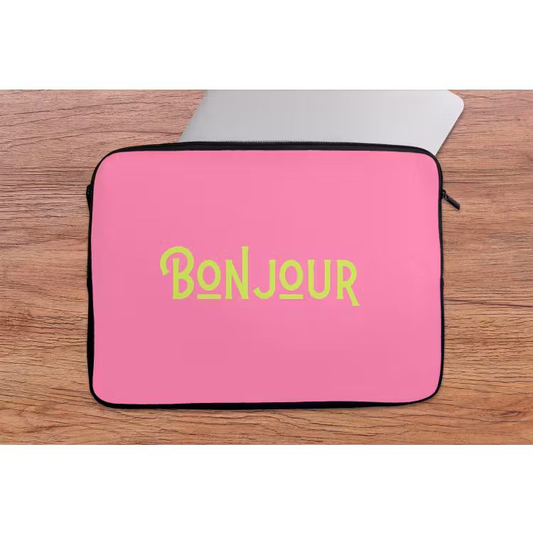 Laptophoes - Roze - Groene Bonjour - art-deco — 2