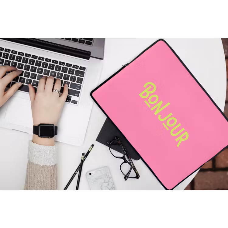 Laptophoes - Roze - Groene Bonjour - art-deco — 3