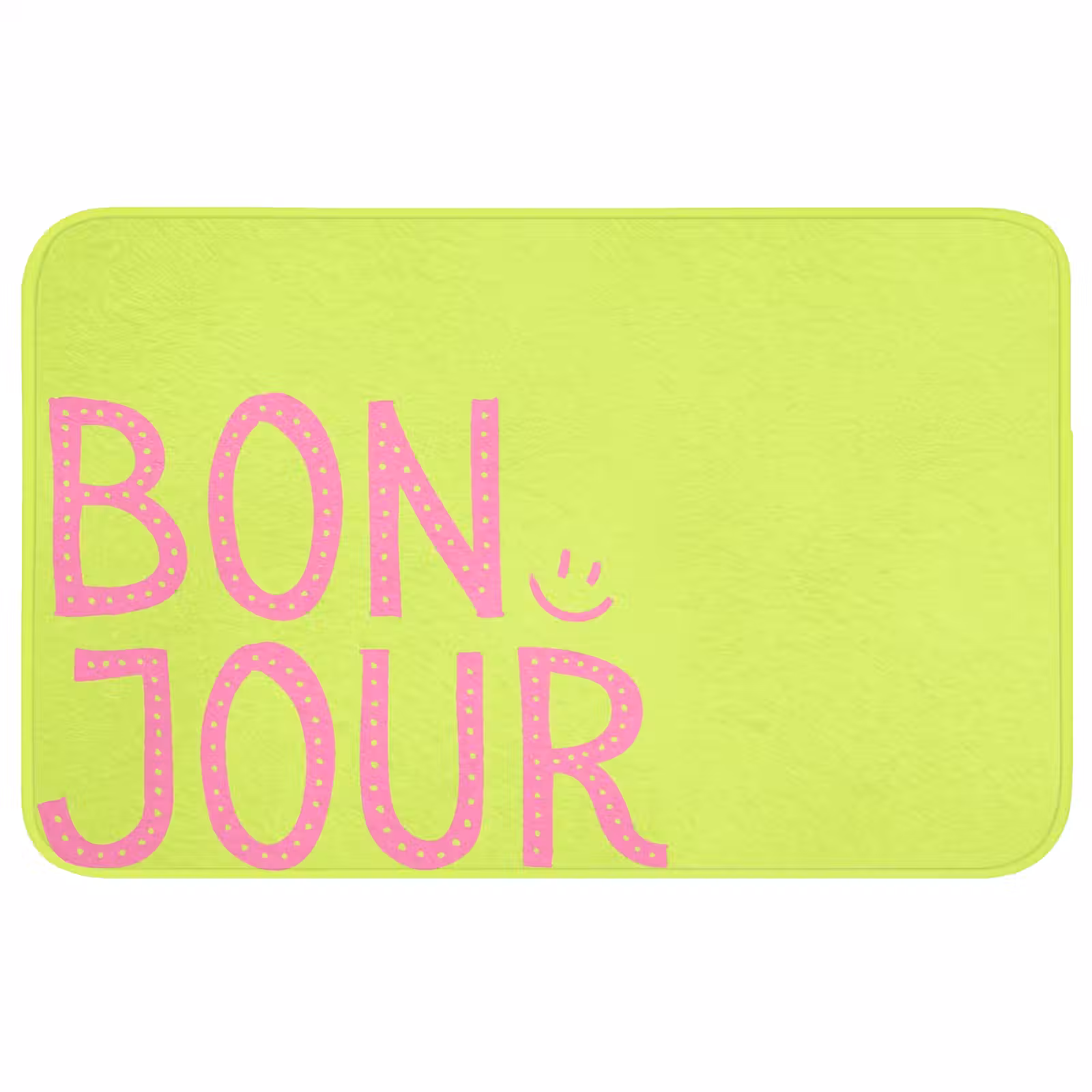 Badmat - Groen - Smiley - Bonjour - Roze — 1
