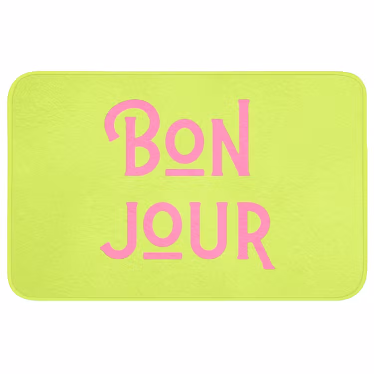 Badmat - Groen - Roze - Bonjour - Art — 1