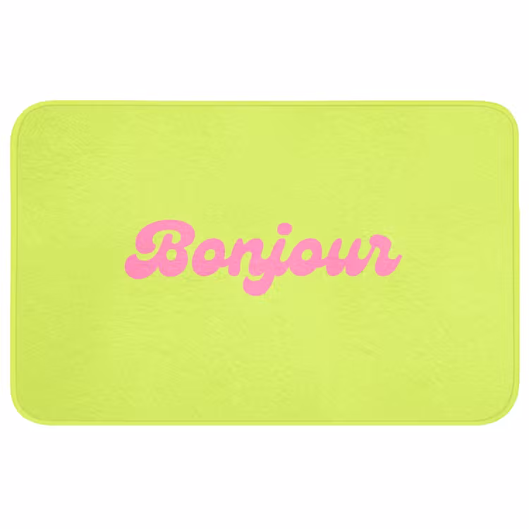 Badmat - Groen - Roze - Bonjour - Retro — 1