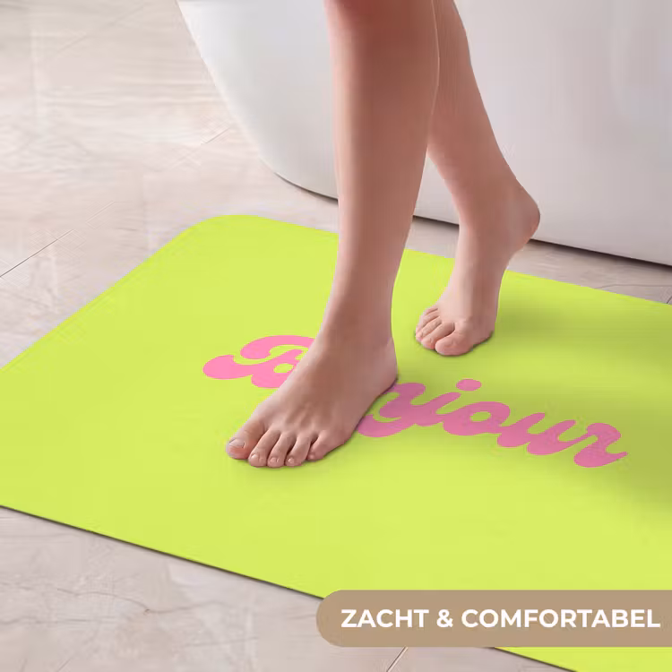Badmat - Groen - Roze - Bonjour - Retro — 5