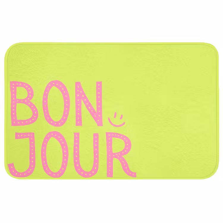 Badmat - Groen - Smiley - Bonjour - Roze — 1