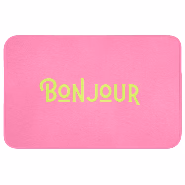 Badmat - Roze - Groen - Bonjour - Art — 1