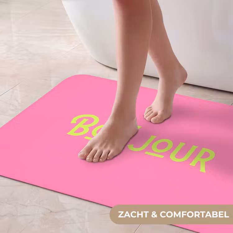 Badmat - Roze - Groen - Bonjour - Art — 5