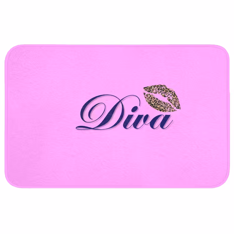 Badmat - Diva - Lip - Panterprint - Roze — 1
