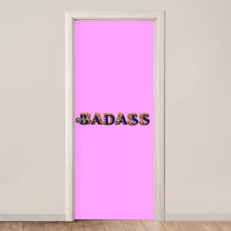Deursticker - Felroze - Badass - Panterprint - Schaduw — 1