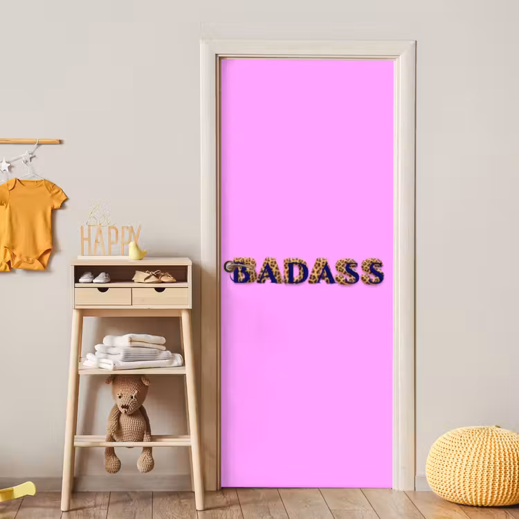 Deursticker - Felroze - Badass - Panterprint - Schaduw — 6