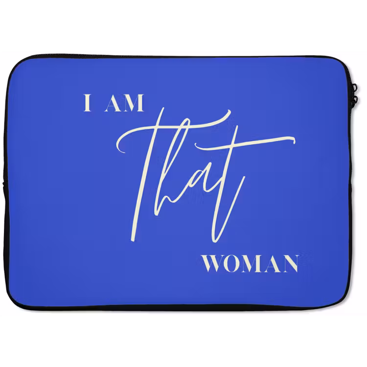 Laptophoes - Blauw - I am that woman - Sierlijk - Minimalistisch — 1