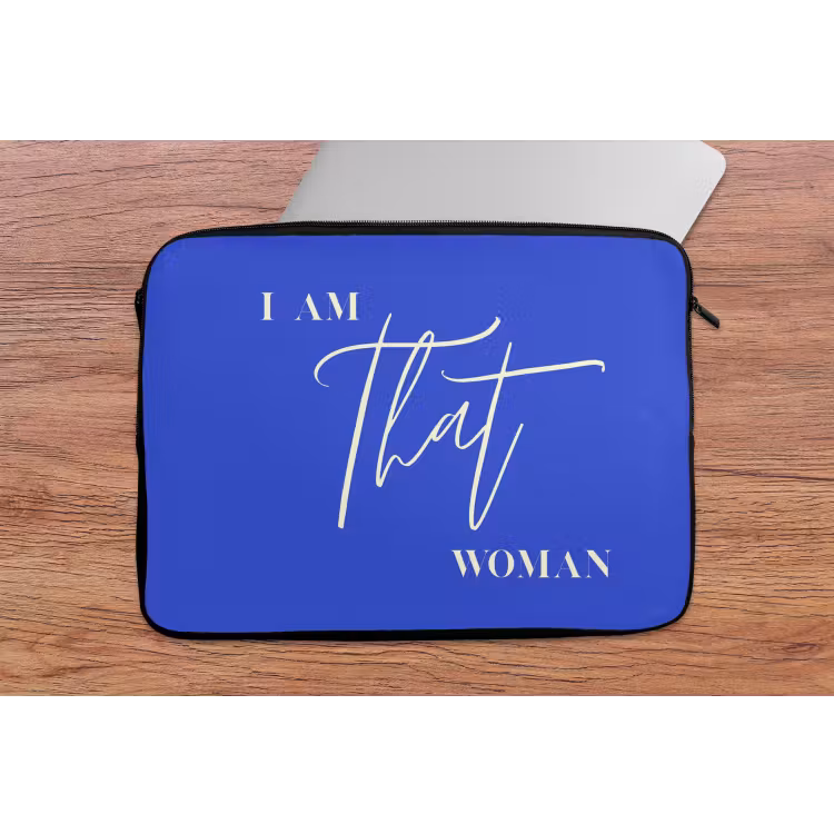 Laptophoes - Blauw - I am that woman - Sierlijk - Minimalistisch — 2