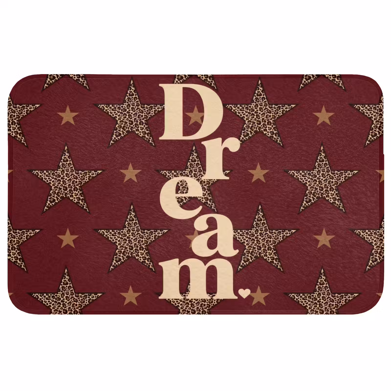 Badmat - Sterren - Luipaardprint - Dream - Bordeaux — 1