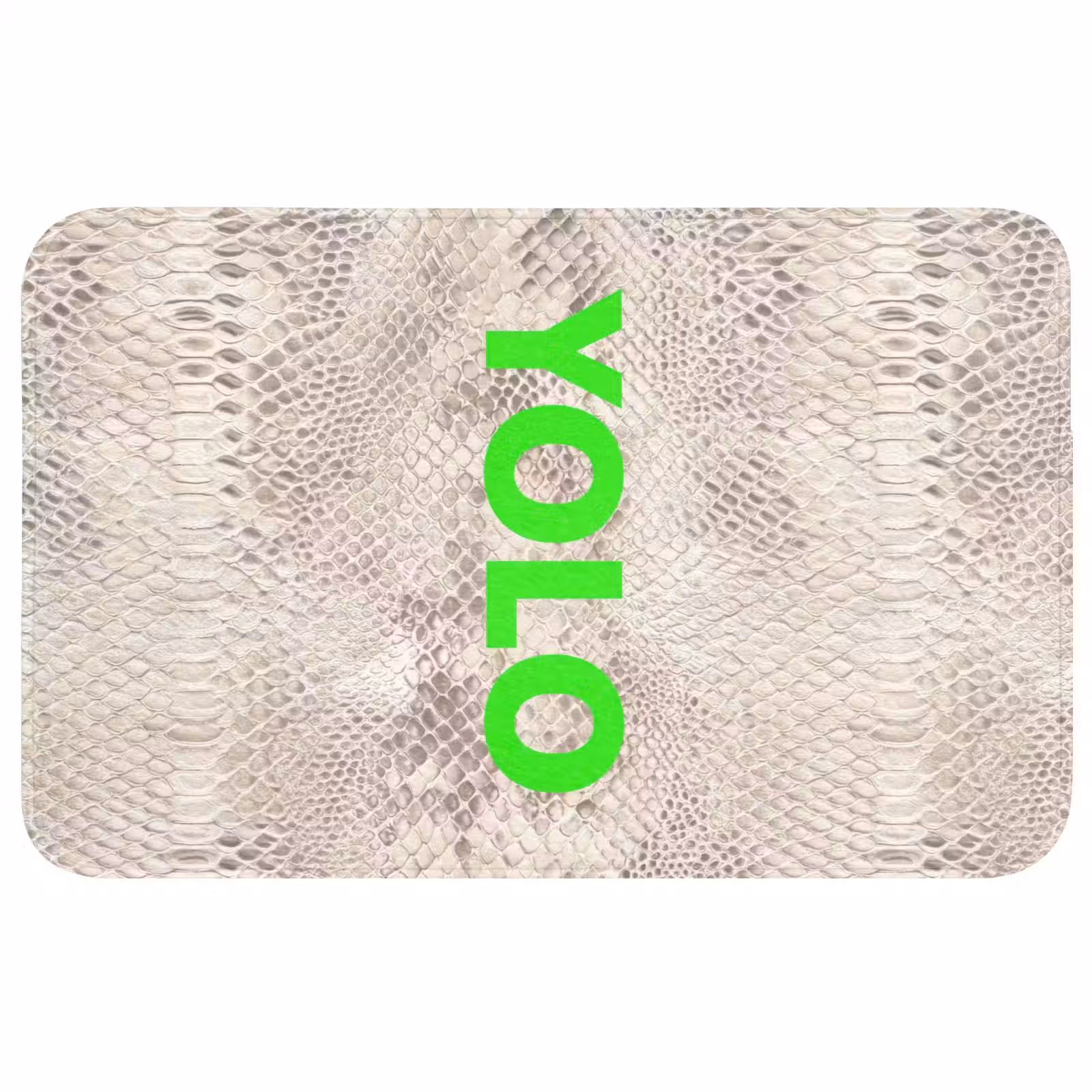 Badmat - YOLO - Groen - Neon - Slangenprnt — 1