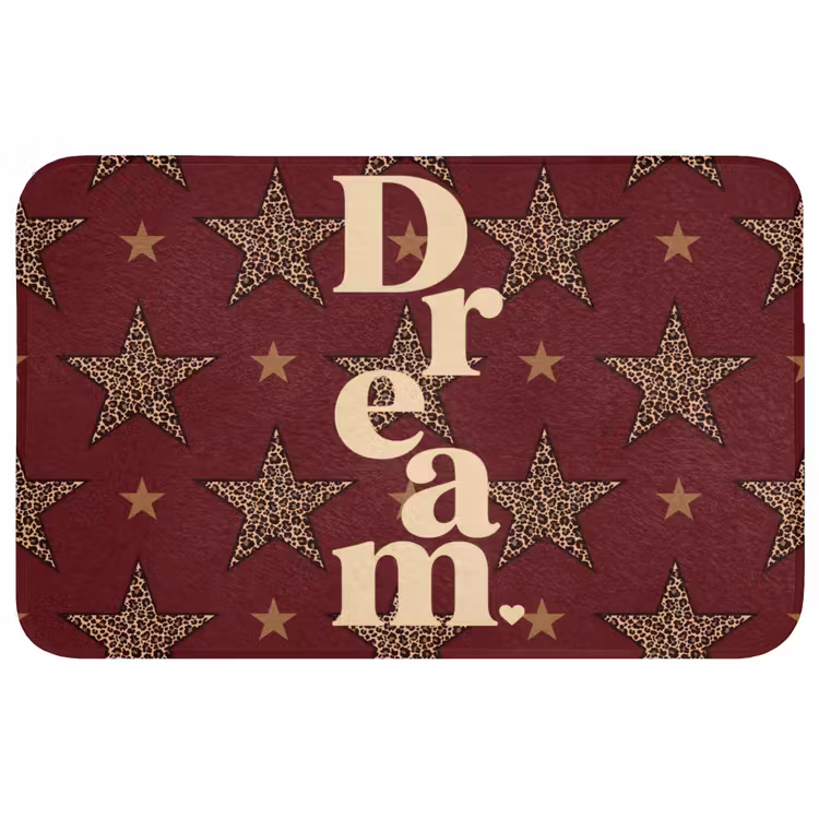 Badmat - Sterren - Luipaardprint - Dream - Bordeaux — 1