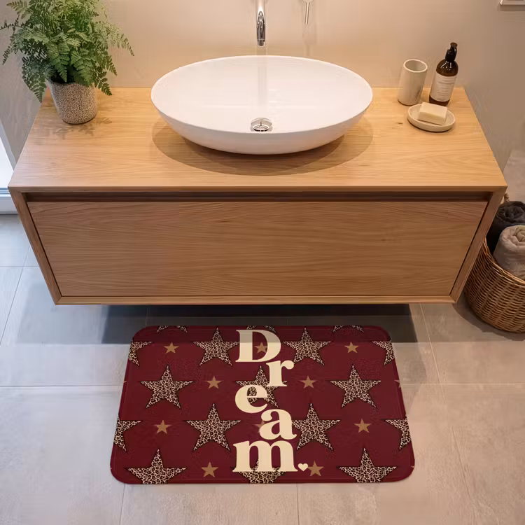Badmat - Sterren - Luipaardprint - Dream - Bordeaux — 2