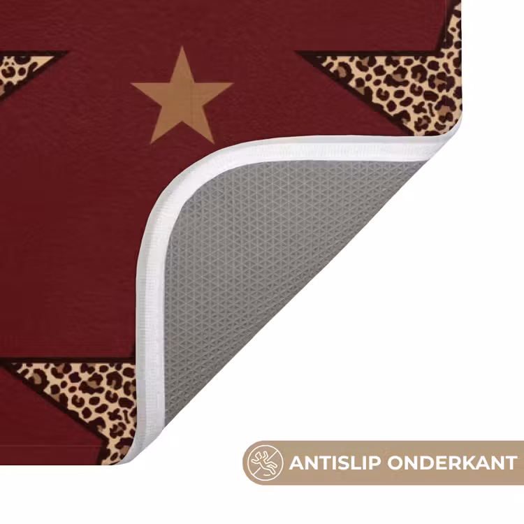 Badmat - Sterren - Luipaardprint - Dream - Bordeaux — 3