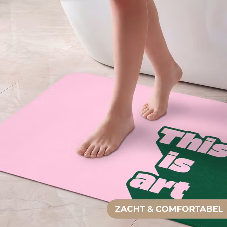 Badmat - Groen - Tekst - This is art - Roze — 5