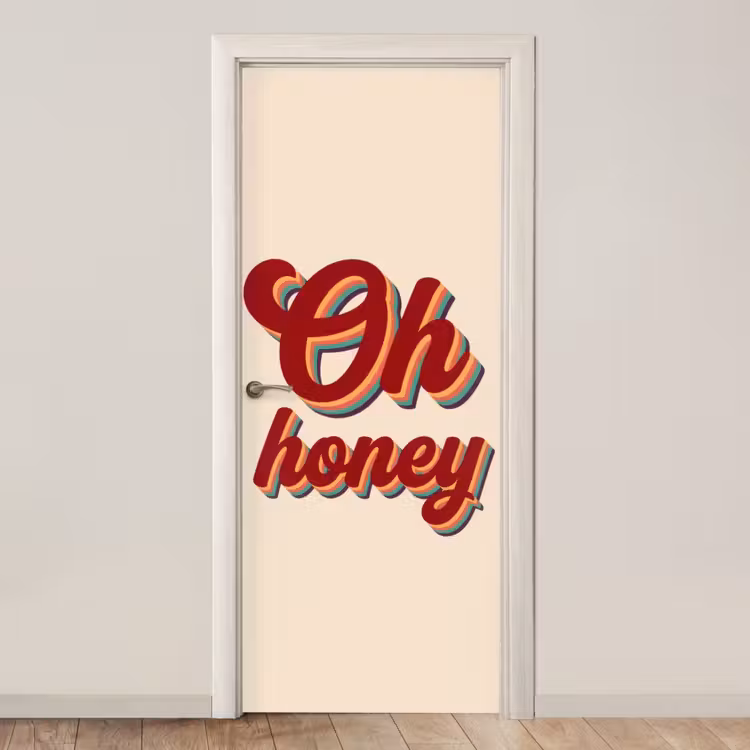 Deursticker - Oh honey - Rood - Schaduw — 1