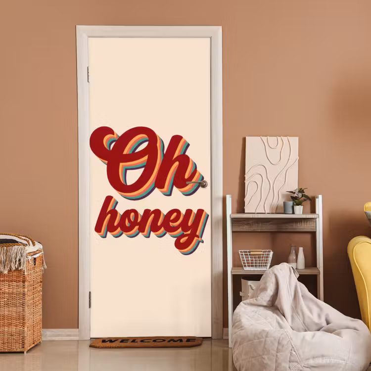 Deursticker - Oh honey - Rood - Schaduw — 2