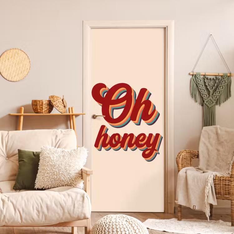 Deursticker - Oh honey - Rood - Schaduw — 4