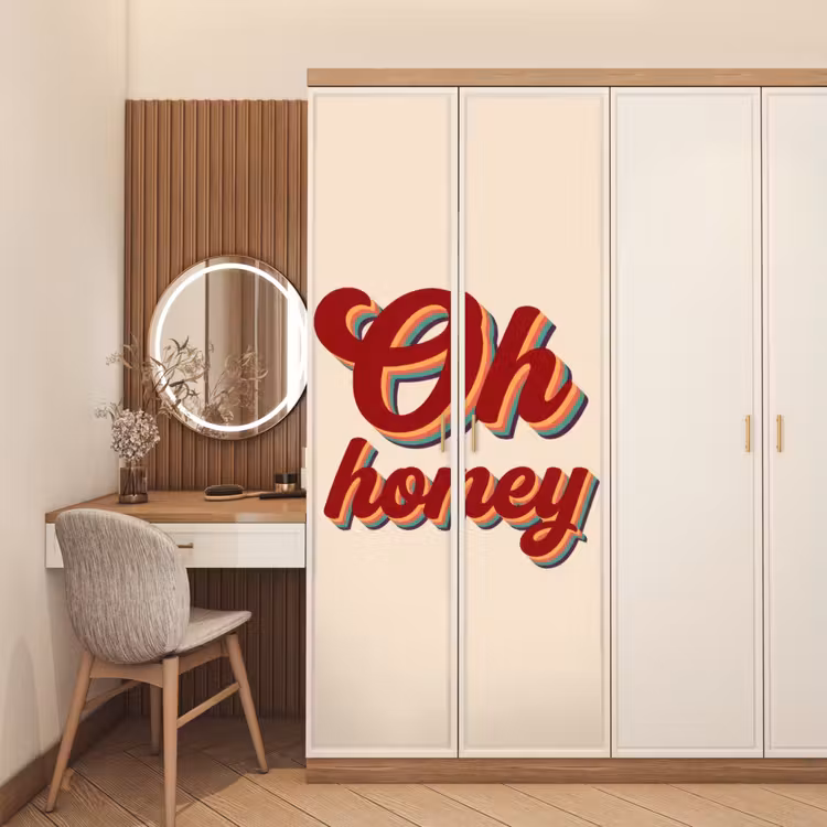 Deursticker - Oh honey - Rood - Schaduw — 5