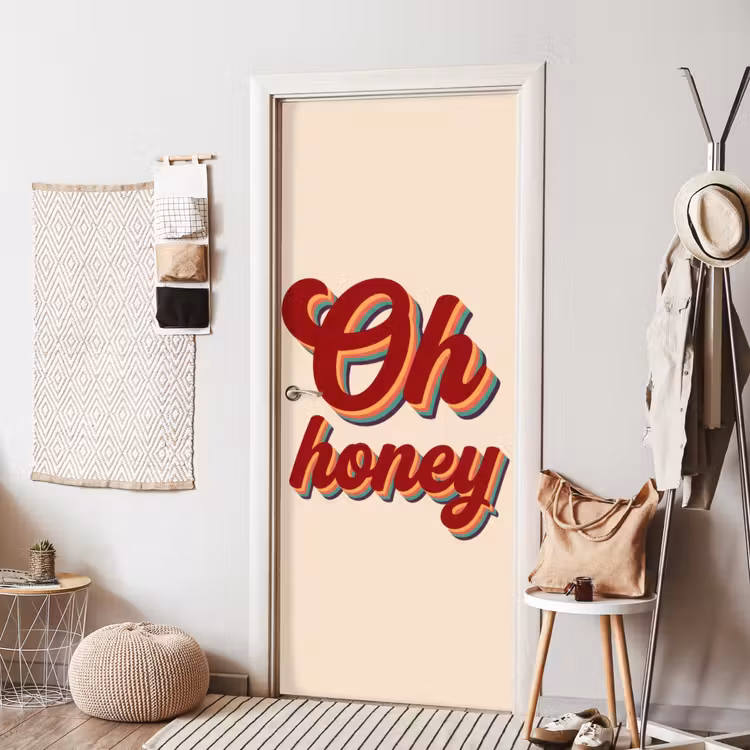 Deursticker - Oh honey - Rood - Schaduw — 8