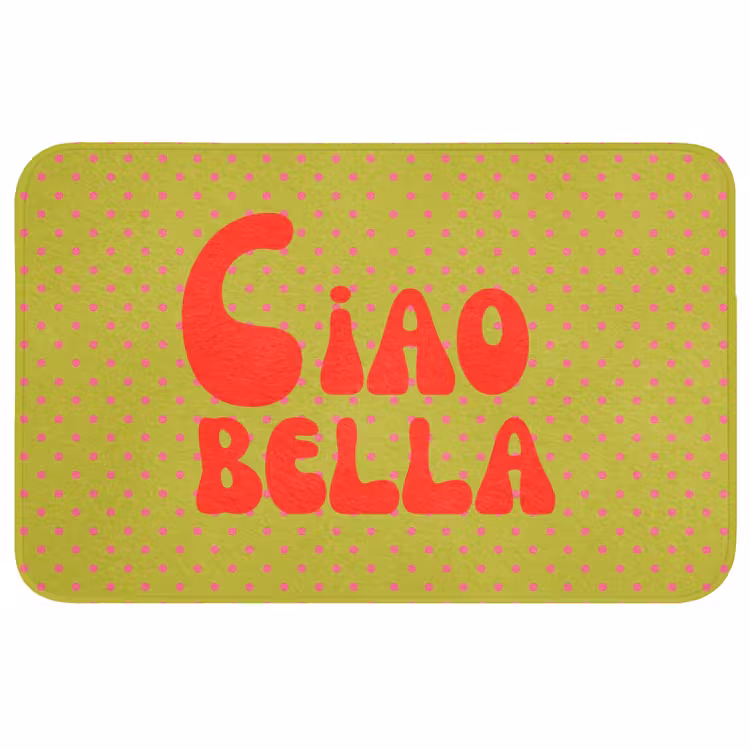 Badmat - Ciao bella - Rood - Groen - Stippen — 1