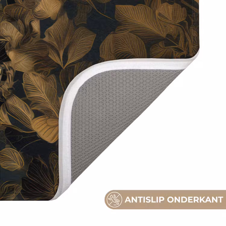 Badmat - Vrouw - Bladeren - Goud - Vlinders — 3