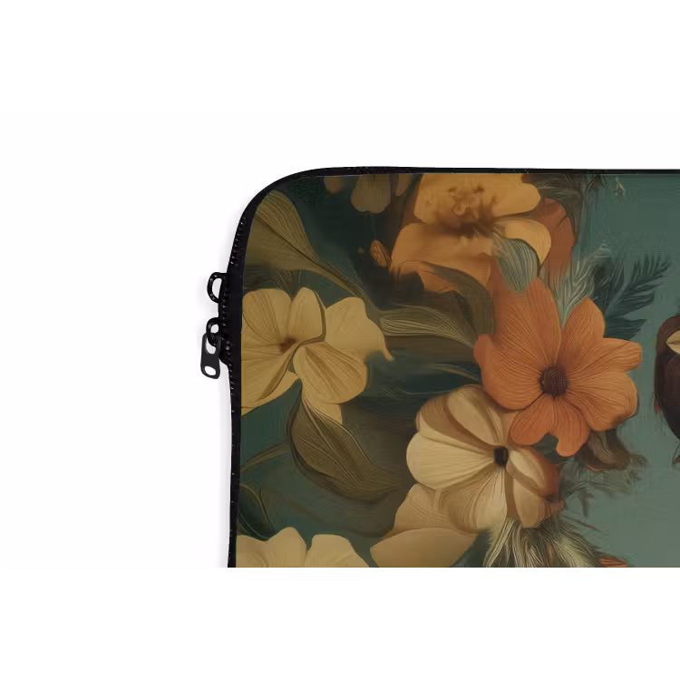 Laptophoes - Bloemenkrans - Vrouwengezicht - Zonnebril - Oranje — 5